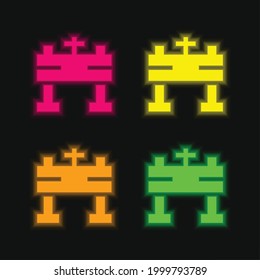 Altar four color glowing neon vector icon