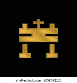 Altar gold plated metalic icon or logo vector