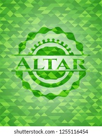 Altar green emblem with mosaic ecological style background