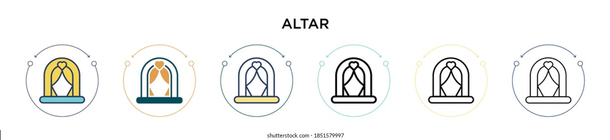 Altar icon in filled, thin line, outline and stroke style. Vector illustration of two colored and black altar vector icons designs can be used for mobile, ui, web