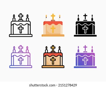 Altar icon set with line, outline, flat, filled, glyph, color, gradient. Editable stroke and pixel perfect. Can be used for digital product, presentation, print design and more.