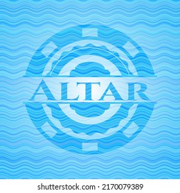 Altar light blue water wave badge. Vector Illustration. Detailed. 