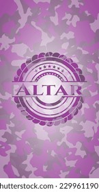 Altar pink and purple written on a camo texture. Vector Illustration. Detailed. 