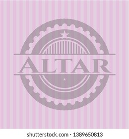 Altar realistic pink emblem. Vector Illustration. Detailed.
