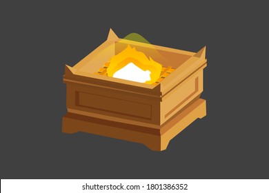 Altar of Sacrifice. Old Testament sanctuary furniture religious imagery vector illustration, book of Exodus. This was where sacrifices were burned as offerings. Symbol for Cross.