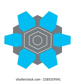 altar symbol, snow with gray color and white polygon in the middle.and blue polygon on the sides.vector illustration.