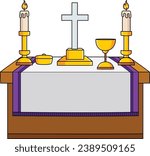 Altar Table Cartoon Colored Clipart Illustration
