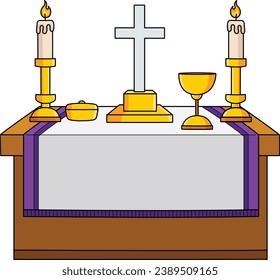 Altar Table Cartoon Colored Clipart Illustration