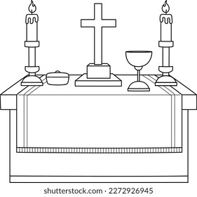 Altar Table Isolated Coloring Page for Kids