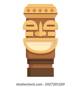 Altar totem icon cartoon vector. Statue maya angry. Design face