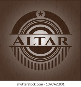Altar wood emblem. Retro. Vector Illustration.