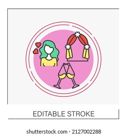  Altarconcept line icon. Place for bride and groom to exchange vows and get married.Wedding. Vector isolated conception metaphor illustration