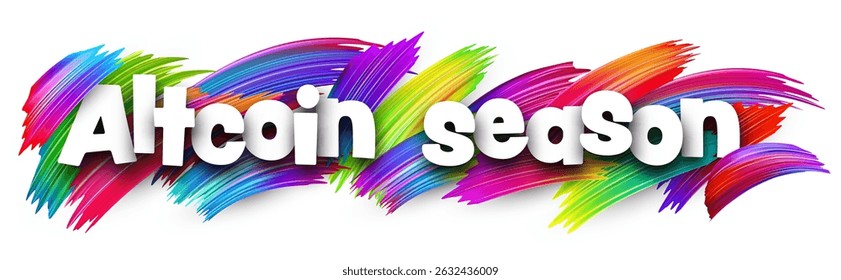 Altcoin season text with colorful paint strokes. Vector illustration for crypto booms and digital asset rallies.