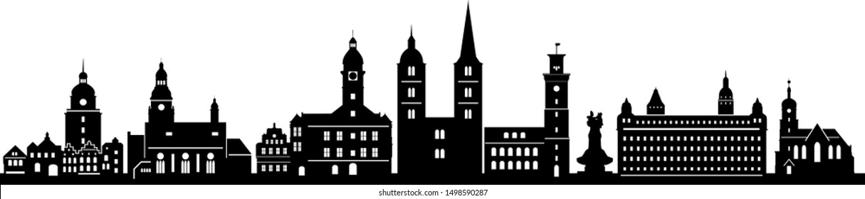 City Panorama Illustration Hand Drawn Line Stock Vector (Royalty Free ...