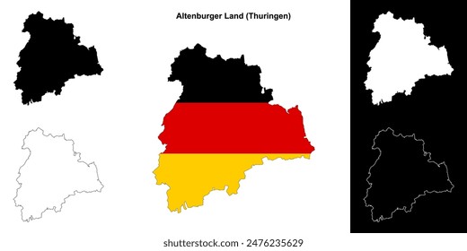 Altenburger Land (Thuringen) conjunto de mapas esquemáticos en blanco