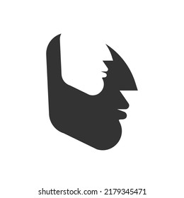 Alter ego logo. Two male profiles, human head. Psychology icon, dualism concept