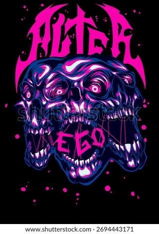 Alter Ego Skull Illustration Three Skulls Dark Art Design