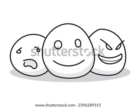 alter ego vector.  human expressions, happy, sad and angry