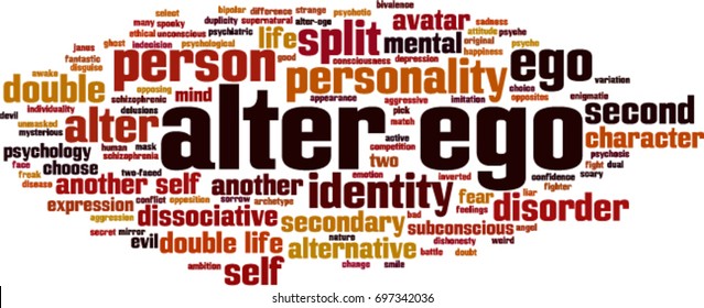 Alter ego word cloud concept. Vector illustration