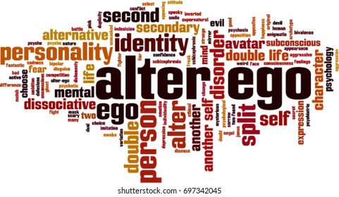 Alter ego word cloud concept. Vector illustration