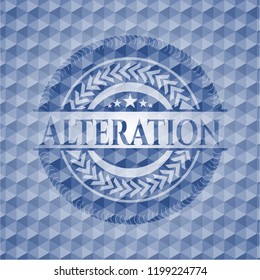 Alteration blue polygonal badge.