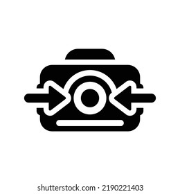 Alteration, camera, change icon. Black vector graphics.