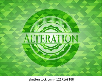Alteration green emblem with triangle mosaic background