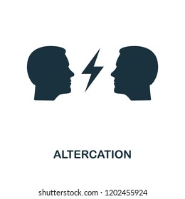 Altercation icon. Monochrome style design from business ethics collection. UX and UI. Pixel perfect altercation icon. For web design, apps, software, printing usage.