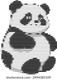 Altered panda image featuring shades of gray in stripe form.