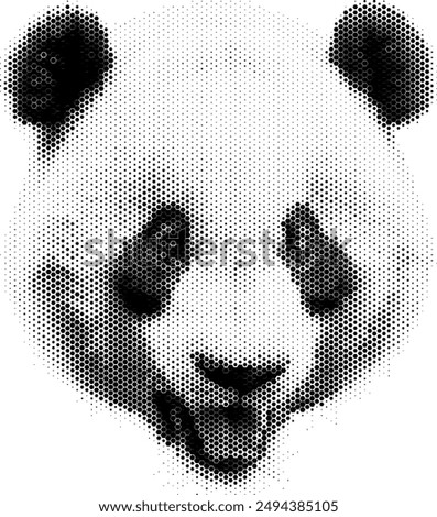 Altered panda image featuring shades of gray in stripe form.