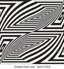 Altered  striped textured geometric seamless pattern. Vector.