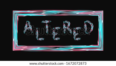 Altered word, techno style text design. Futuristic shape formed font.