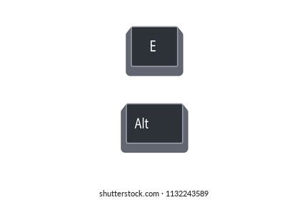 Alternate (Alt) and E computer key button vector isolated on white background. Alt+E for edit options in current program.