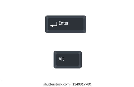 Alternate (Alt) and Enter computer key button vector isolated on white background. Alt+Enter for open the properties for the selected item.