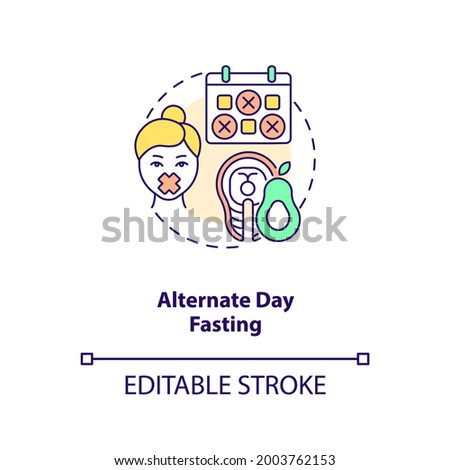 Alternate day fasting concept icon. Diet plan. Eating pattern. Weight loss. Intermittent fasting idea thin line illustration. Vector isolated outline RGB color drawing. Editable stroke