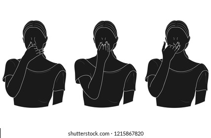 Alternate Nostril Breathing (Nadi Shodhana Pranayama). Vector.