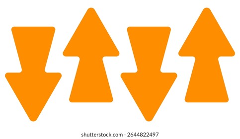 Ícone de setas alternadas. Setas para cima e para baixo organizadas em sequência, representando classificação, comparação, sincronização ou movimentação de dados bidirecional.