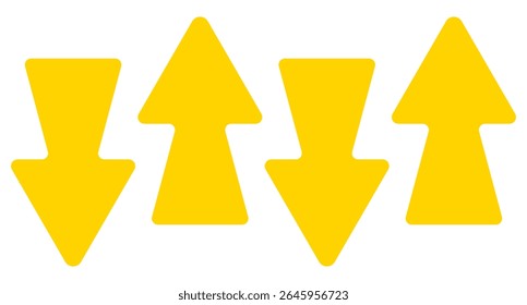 Ícone de setas alternadas. Setas para cima e para baixo organizadas em sequência, representando classificação, comparação, sincronização ou movimentação de dados bidirecional.