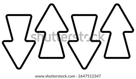 Alternating arrows icon. Up and down arrows arranged in sequence, representing sorting, comparison, synchronization, or bidirectional data movement.