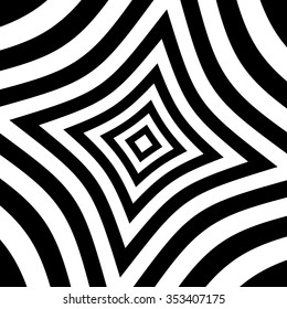 Alternating black, white squares with distortion. Abstract background.