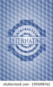 Alternating blue emblem with geometric pattern. Vector Illustration. Detailed.