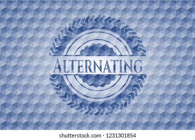 Alternating blue hexagon emblem.