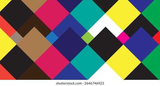  alternating colors creating a geometric abstract design.Colorful diamond-shaped pattern with vibrant. 