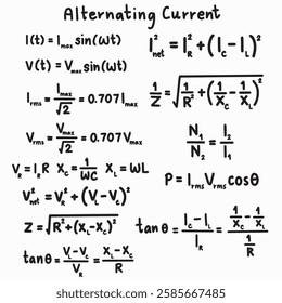 alternating current Equations electrical physics formula