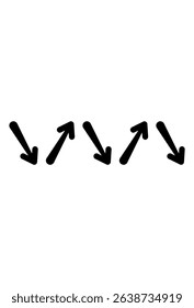 Alternating diagonal arrows depict changing directions
