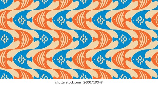 Alternating fish, main pytern. Fish in a row.
