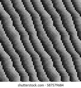 Alternating gradient transition in grey hue stripes are forming seamless knitting vector pattern as a fabric texture
