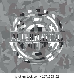 Alternating grey camouflaged emblem. Vector Illustration.