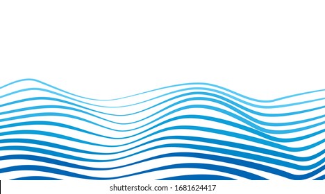 Alternating lines water blue gradient color ocean wave abstract background vector illustration