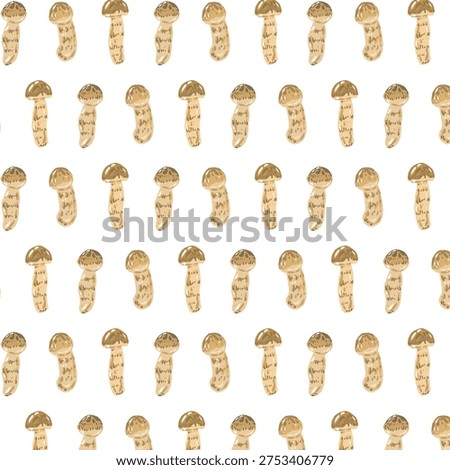 Alternating Matsutake Mushrooms Seamless Pattern Background Illustration